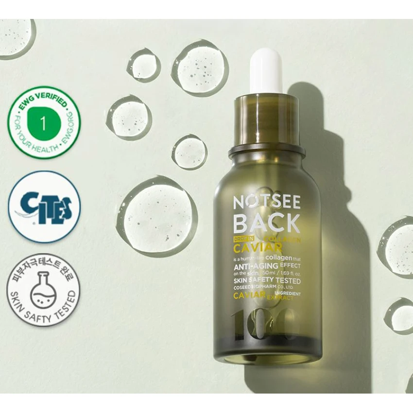NOTSEEBACK Drop In SERUM 100% Single Ingredient Snail, Salmon, Caviar Collagen 3 Types (50ml 1.69fl oz) Korea