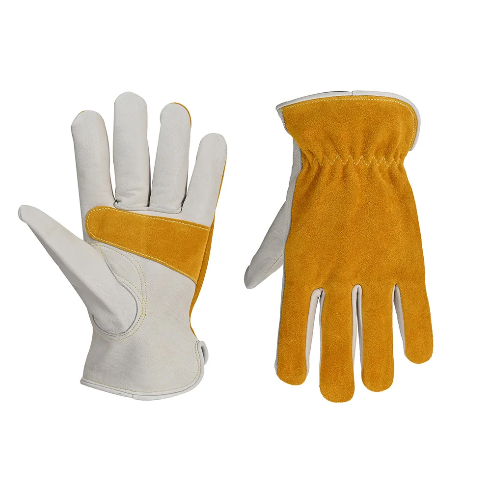 Unlined Cowhide Split Leather Work and Driver Gloves for Heavy Duty Truck Driving