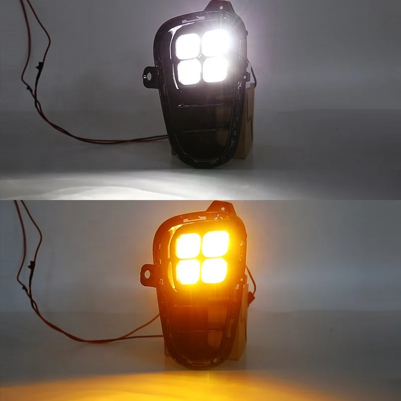 DRL Daytime Running Lights Front Bumper Car LED Fog Lamps DRL LED Head Lights for KIA RIO 2018 2019 2020 With Yellow Light