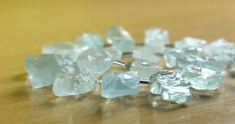 21 Pieces Raw Natural Aquamarine Gemstone Untreated Rough Jewelry Making Blue Stone Collection Style Cut