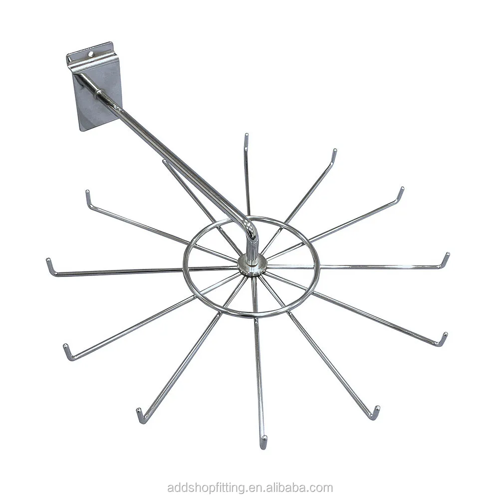 Rotating slatwall hook display silk ties for shop