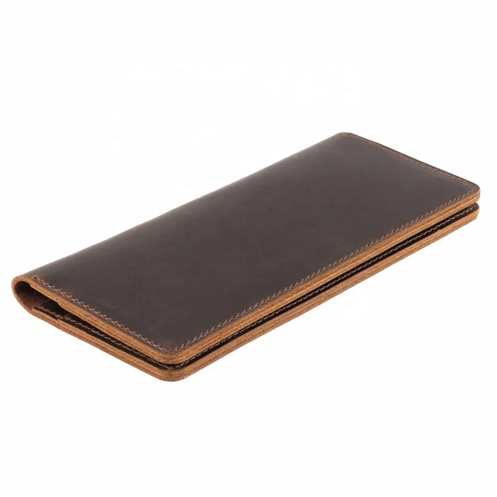Leather Long Wallets Genuine Leather Bi fold Men Wallet Vintage Purse  WML-0004
