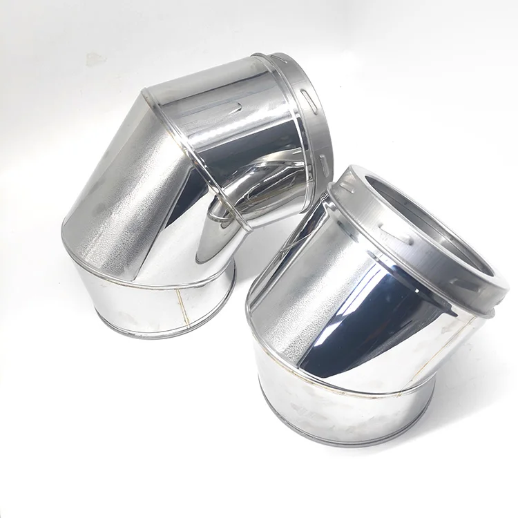 Двойная настенная Поворотная труба из нержавеющей стали с прямым затвором для каминной плиты