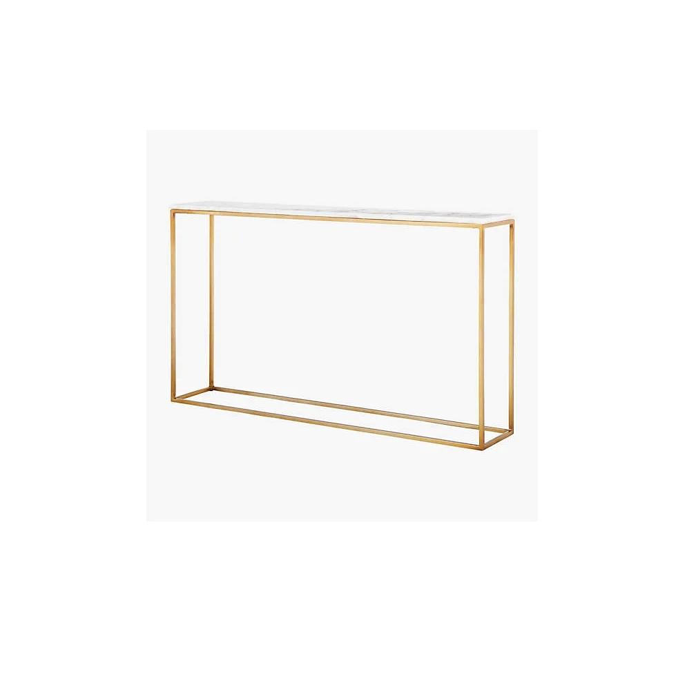 Newest Nordic Style Modern Flat Pack Table Furniture Console Table Marble Top Golden Stainless Steel Base Knockdown