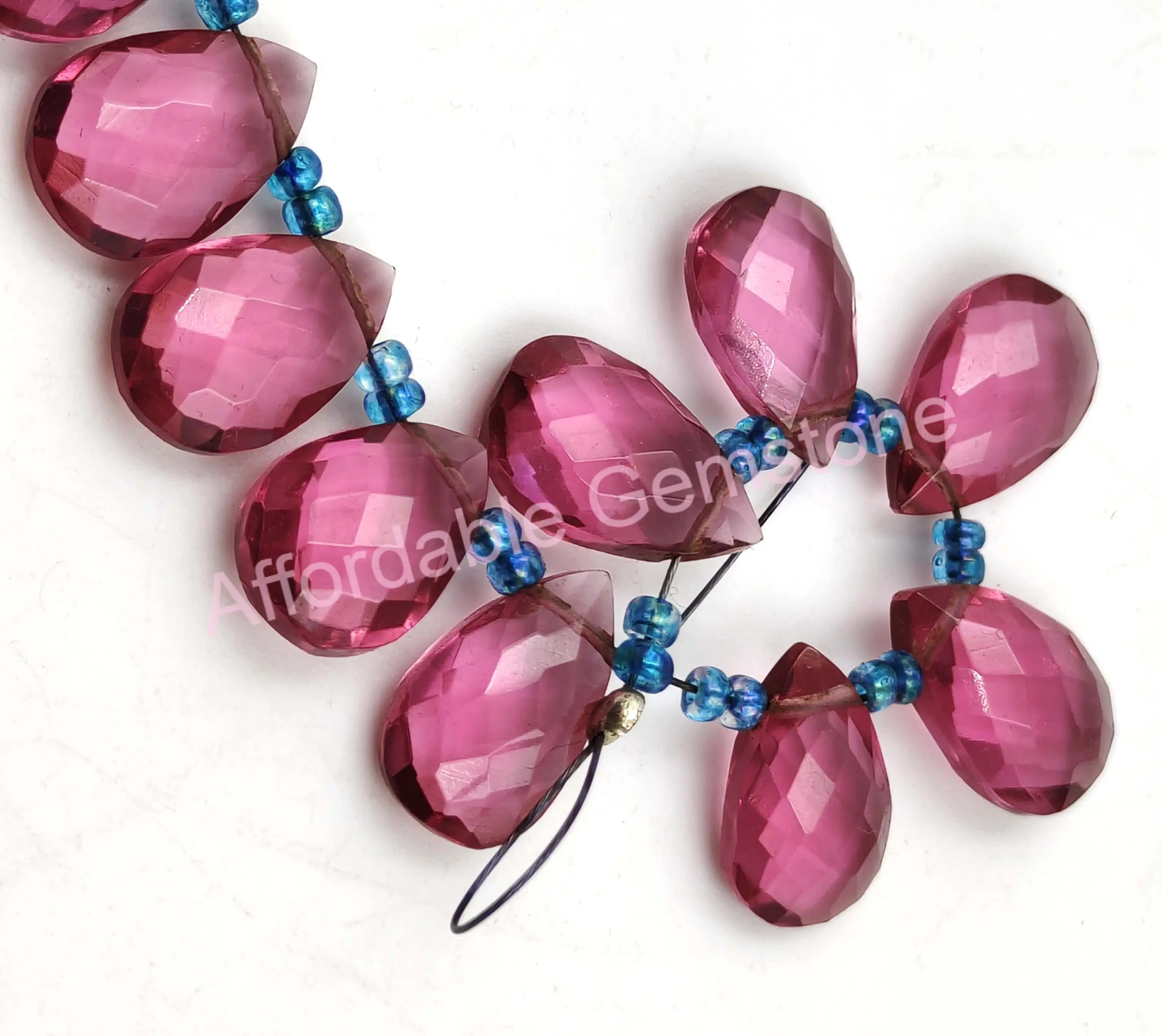 Ruby lite quartz polished gemstone faceted beads handmade beads delicate jewelry pear shape stone jewelry making stones