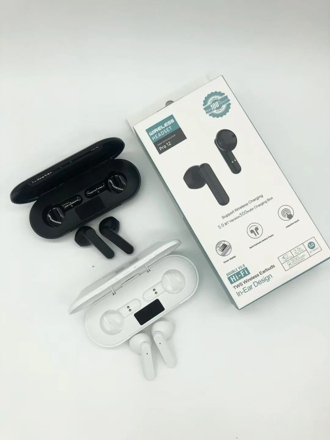 Pro12 Wireless TWS Earphones 5.0 in ear headphone mobile phone earbuds for Iphone