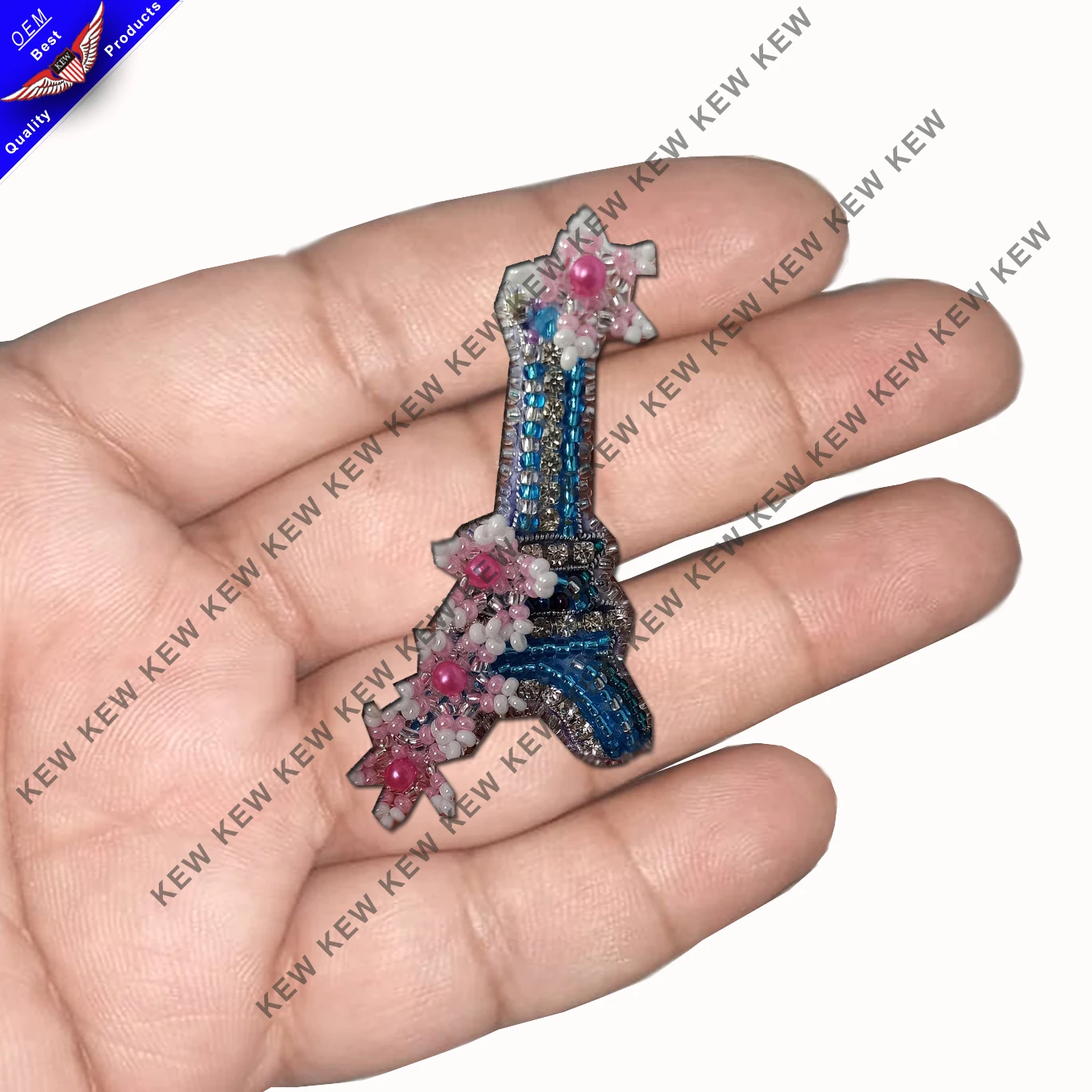 whole sale custom embroidery beaded brooch eiffel tower brooches handmade party wedding USA UK Europe