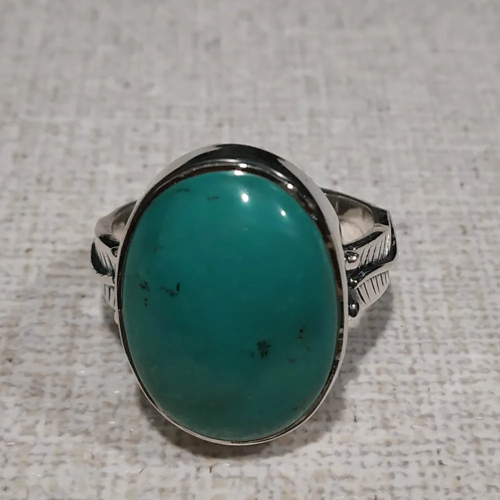 Handmade Natural Green Turquoise Stone 925 Sterling Silver Fashion Jewelry Solid 925 Sterling Silver Gemstone Ring