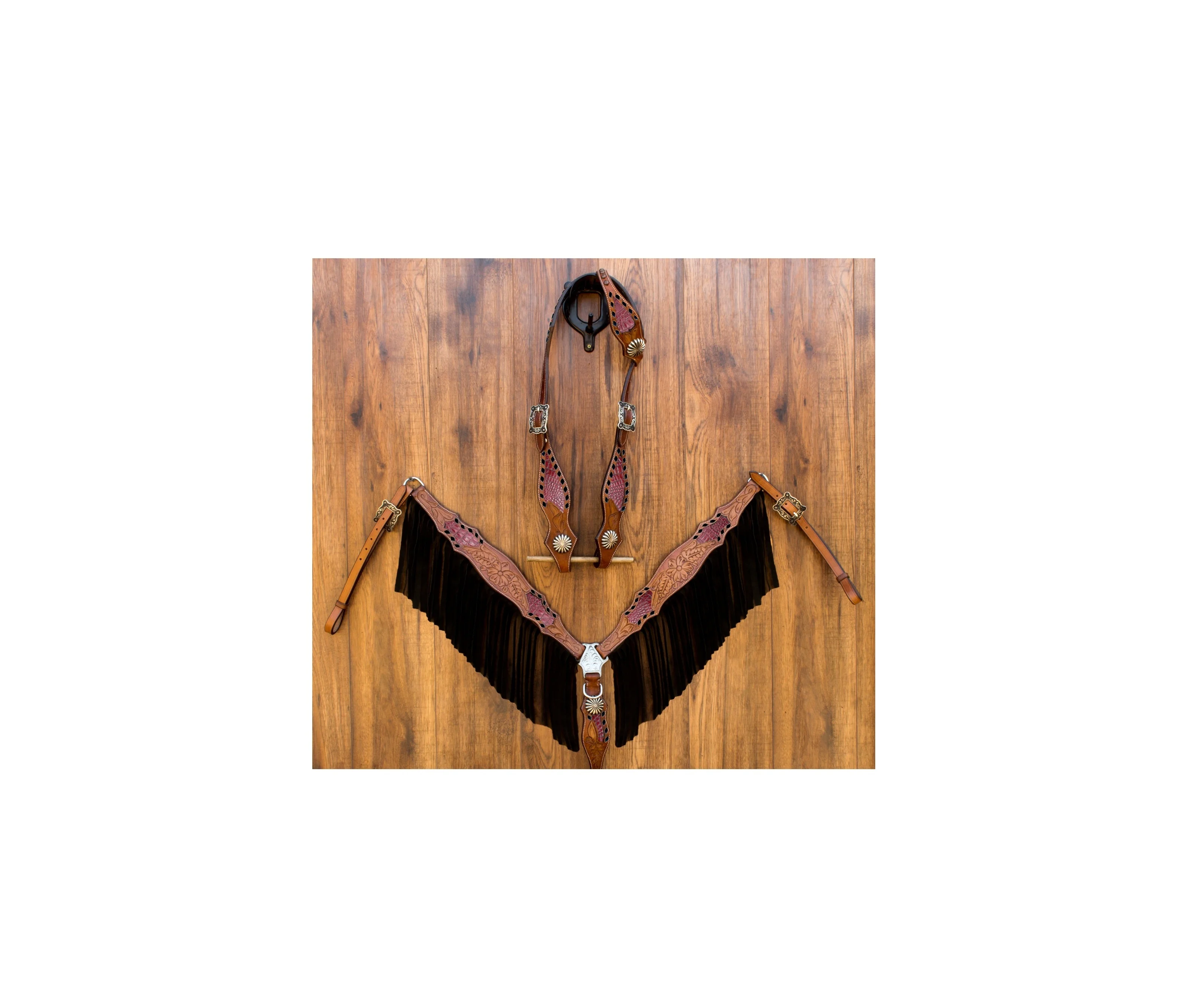 Horse Leather Tack antique red gator hide Western Headstall & Breastplate Custom Made Best Price Headstall Breastplate Set