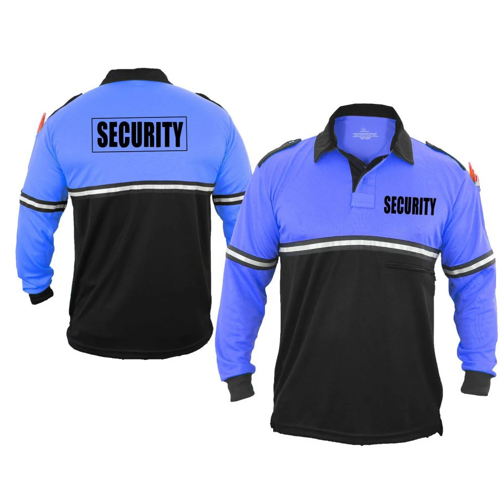 
First Class Two Tone Long Sleeve Security Shirt Custom Bike Patrol Shirt with Reflective Strip And Zipper Pocket 