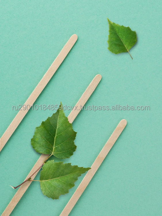 Hygiene wooden stirrer sticks are used once and individually of natural wood - birch, wood coffee stirrer