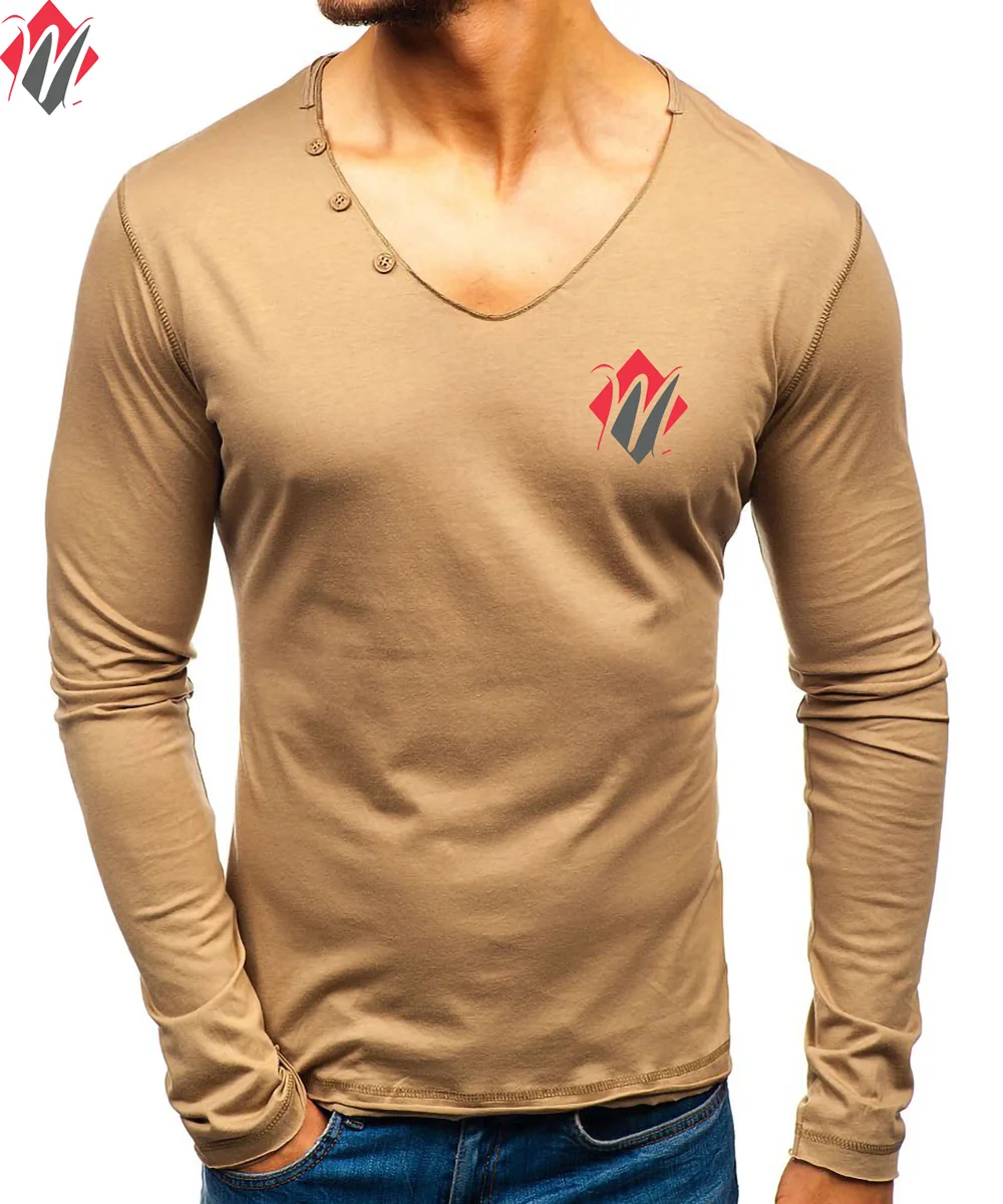 New Style High Quality Men V-neck plain t-shirt Undershirt Tight chicken heart collar base shirt