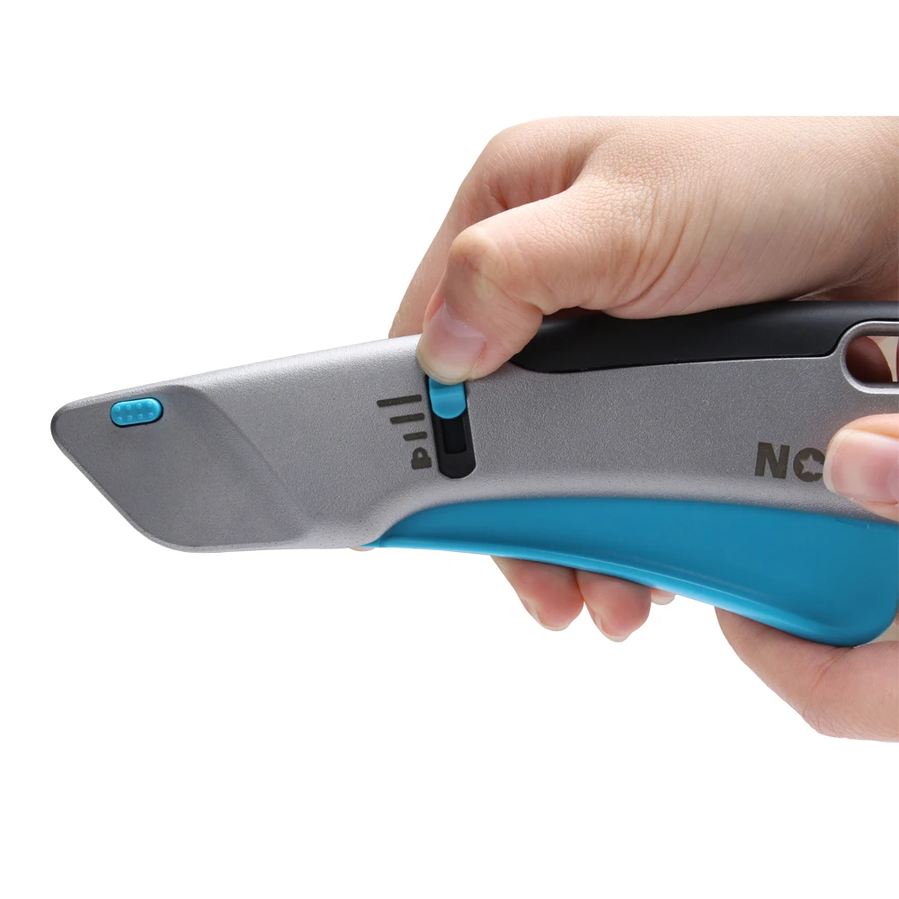 Retractable safety box cutter squeeze trigger utility knives with finger friendly