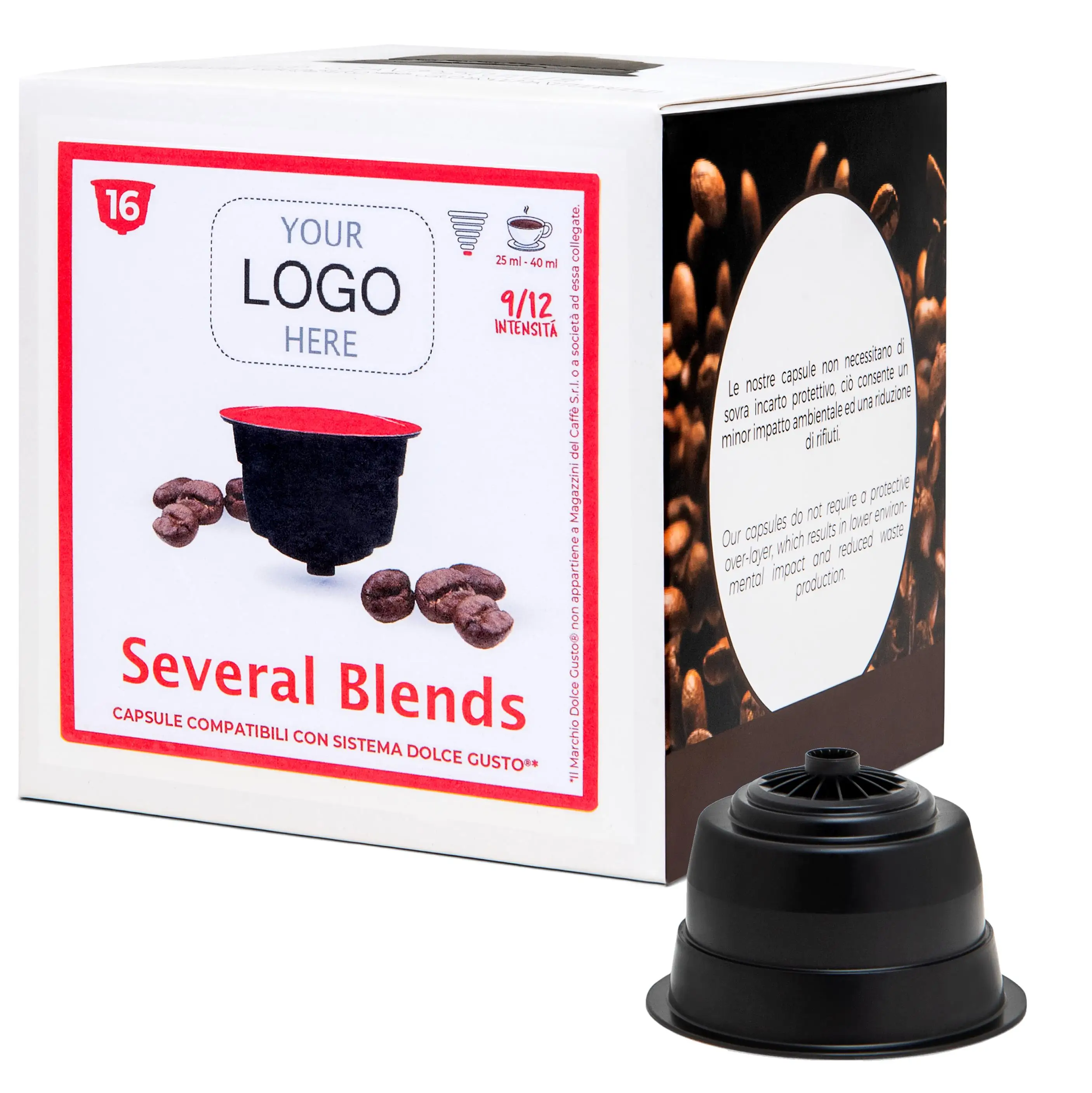 
COFFEE YOUR LOGO - Italian Dolce Gusto* compatible coffee capsules- 16 cps box 
