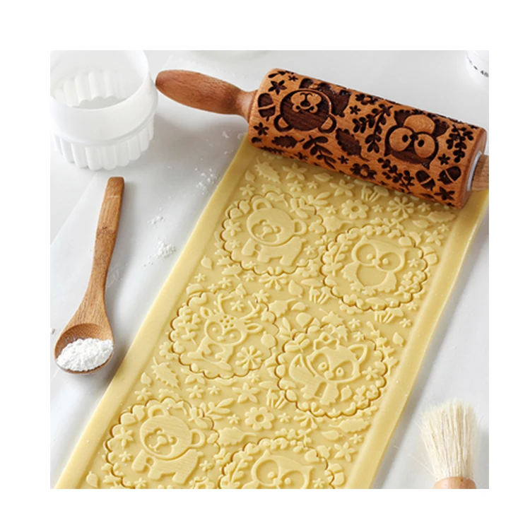 Оптовая продажа, деревянные кухонные принадлежности для выпечки, рождественское печенье, Пряничный хлеб, деревянный ролик для тиснения