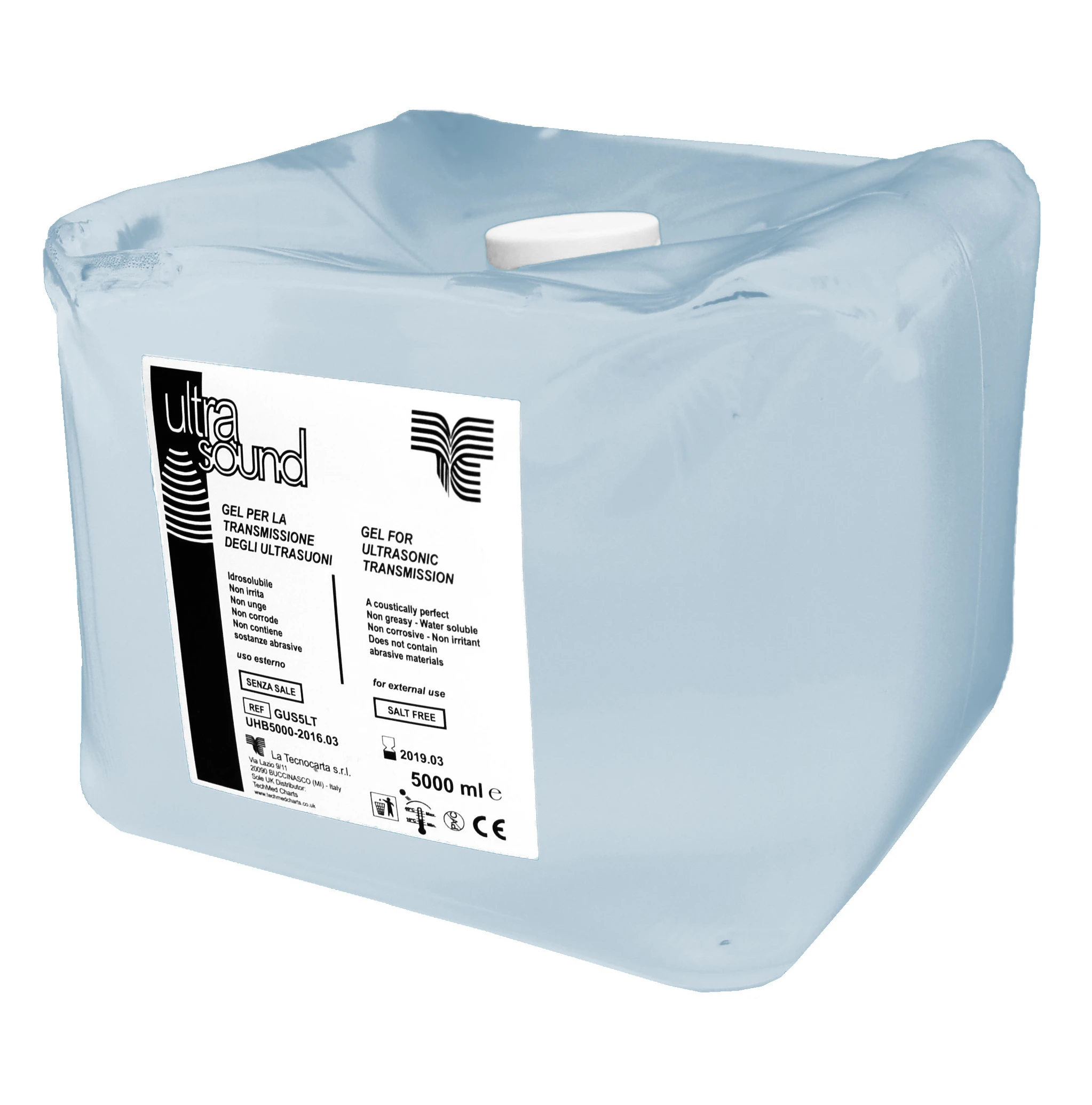 Clear Gel for Ultrasound in 5 Litre Pouch - 5L US - Tecnocarta
