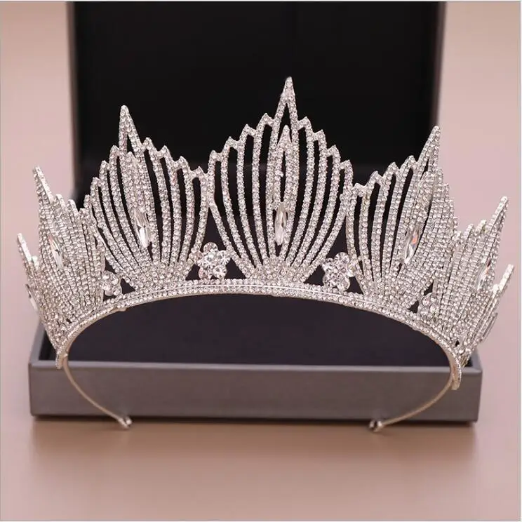 Fashion Women Silver Crystal Bride Crown Headbands Princess Queen Tiaras And Crowns Bridal Wedding Hair Jewelry Head Accessories
