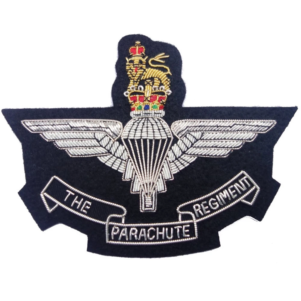 Personalized Parachute Blazer Badge hand embroidery pocket crest back Pins Badge suppliers officer uniform badges