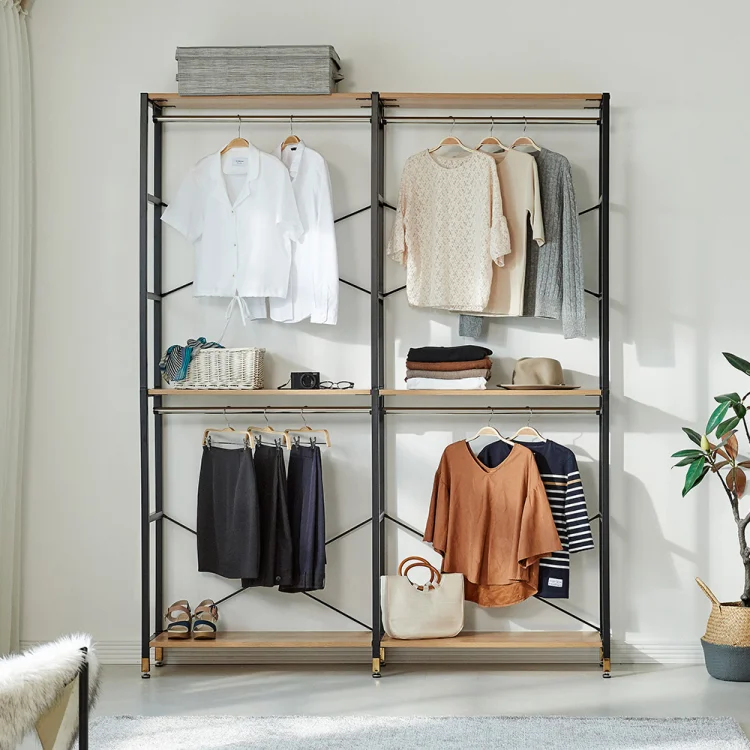 Walk in Closet Dividers Shelving Underwear Hanging Organizer System Wardrobe for Bedroom with Storage Boxes Drawer