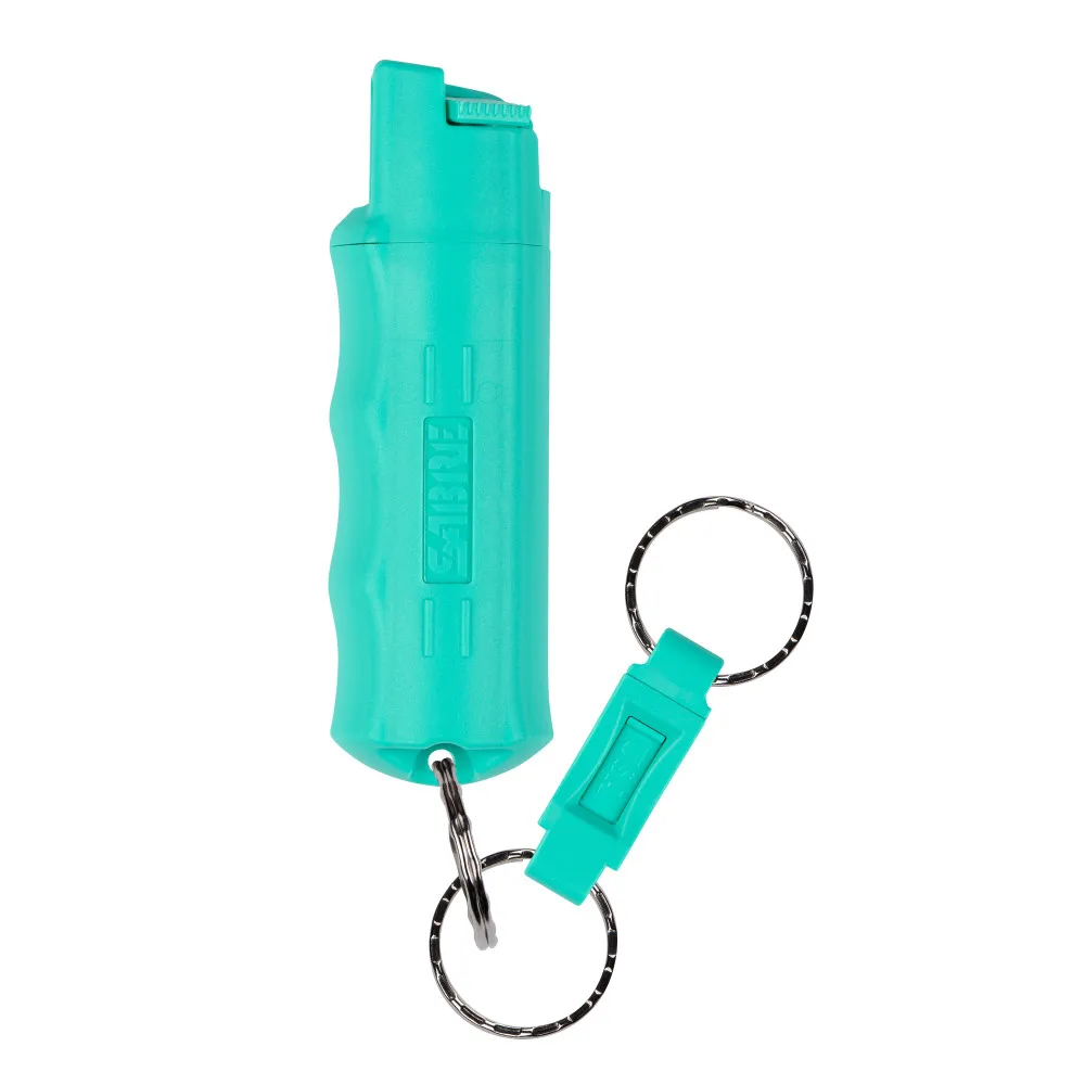 SABRE Pepper Spray With Quick Release Key Ring, 25 Bursts, 10 Foot (3 Meter) Range, Mint Green