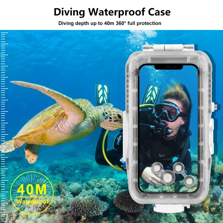 PULUZ 40m Waterproof Diving Case for iPhone 13 13 Pro 12 12 Pro Photo Video Taking Underwater Phone Diving Case