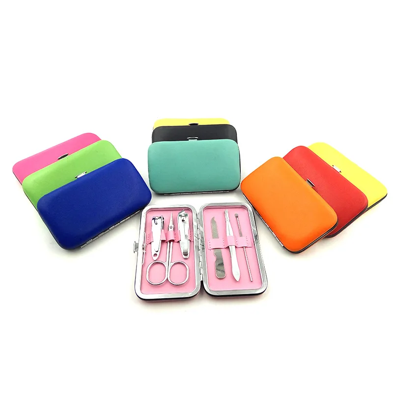 Набор для маникюра из нержавеющей стали, 6 шт., набор инструментов для маникюра в цветном полиуретановом чехле