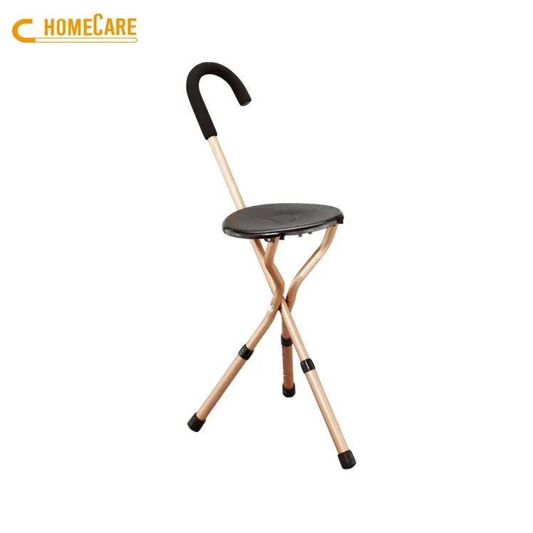 Customized folding tri-leg walking cane stick chair