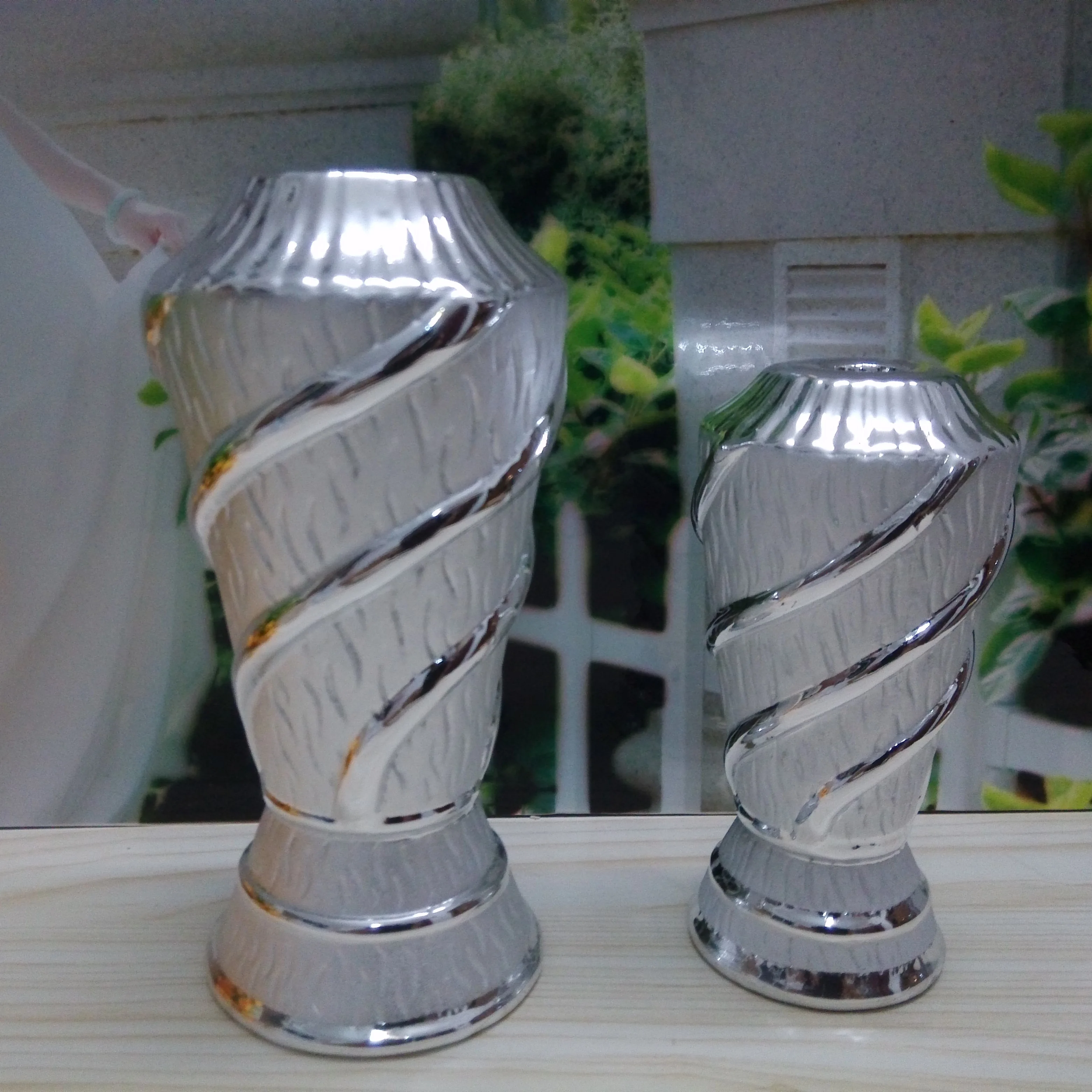 Electroplated Silver Stripe Ceramic Trophy Parts