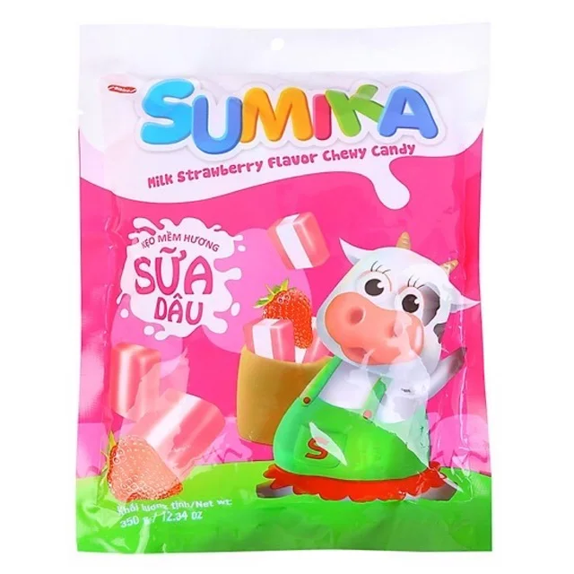 Strawberry Flavor Soft Candy Vietnam Bibica High Quality In Plastic Bag 140G