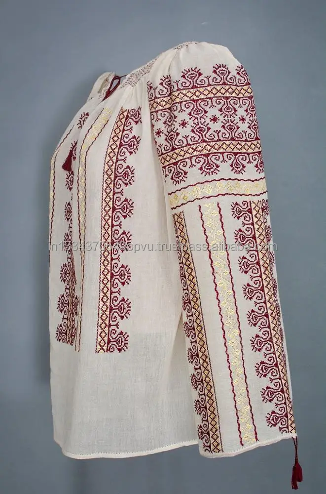 Ukrainian Embroidered Special Charm Vintage Look Women Blouse Plus Size Romanian Folk Costume Made In India Bold Boho Lady Top