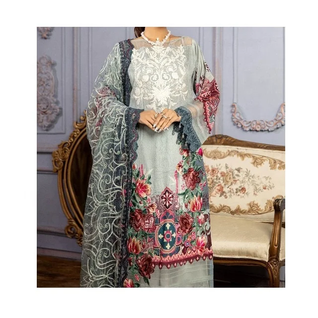 Customizable 2022 Top Quality OEM Service Casual Wear Women Lawn Collection 3 Piece Suit Available In Stock For Negotiable Price