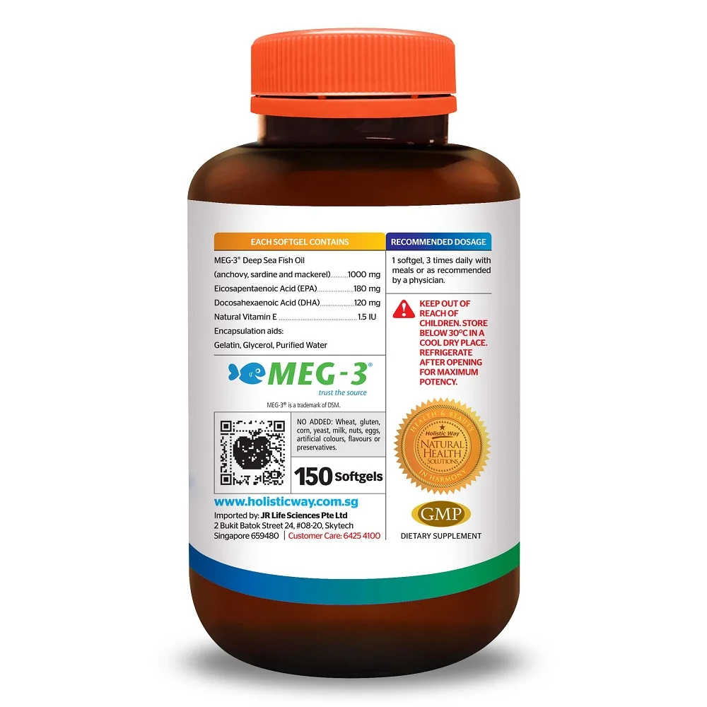 Premium Deep Sea Fish Oil Holistic Way Omega-3 1000mg With MEG-3 (150 Softgels) From New Zealand