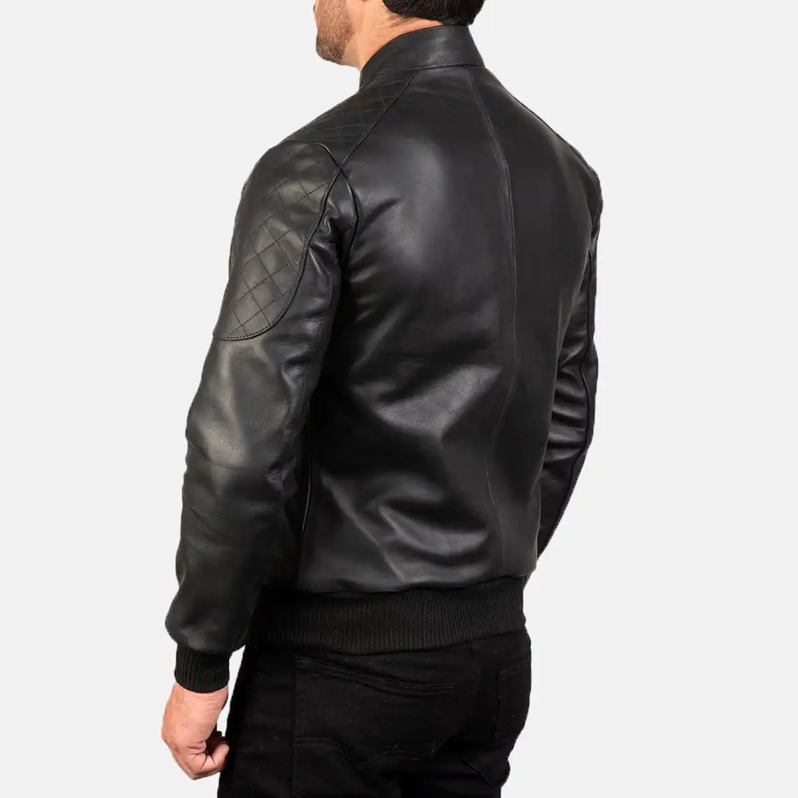 Mens Leather Jacket Hand Made Black Leather Jacket With Snap Button Jacket Top Quality Leather wear