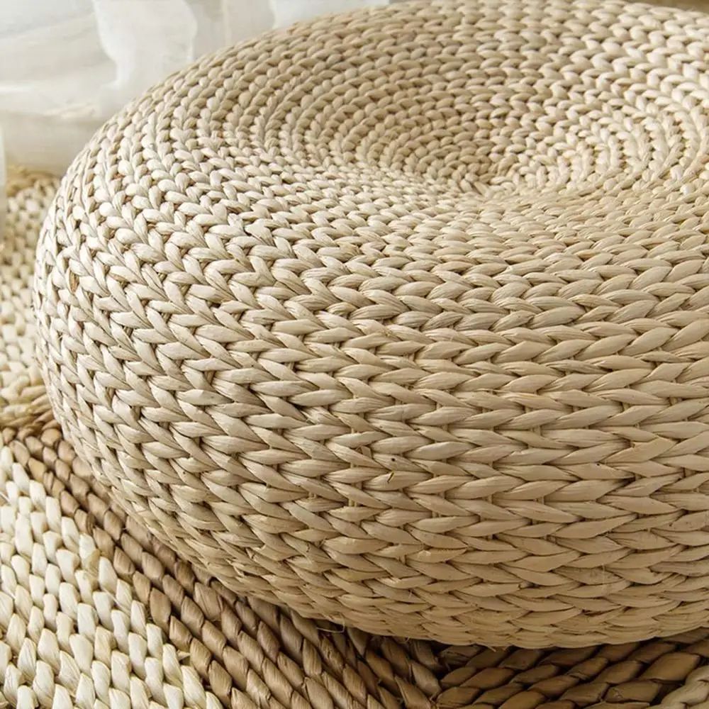 Wicker Chair, Summer Cool Water Hyacinth Cushion Sofa, Handwoven Natural Drum