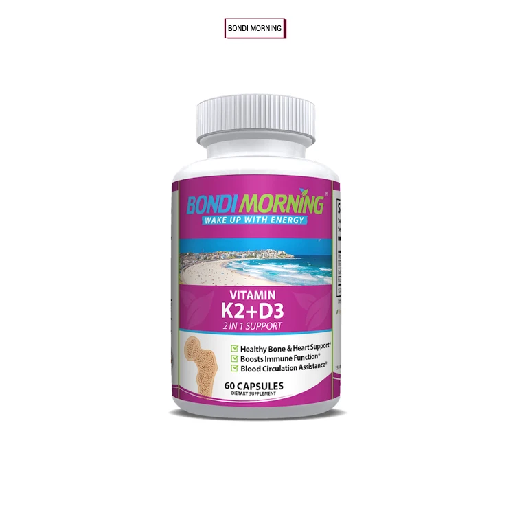 High Quality Vegan Dietary Vitamin K2 + D3 Supplement for Bone and Heart Health
