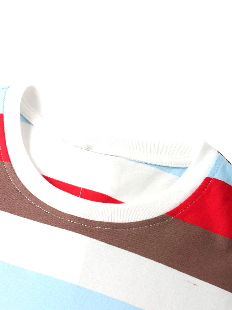Mens Cotton multi Color Stripe Loose Fit Fashion T-Shirts