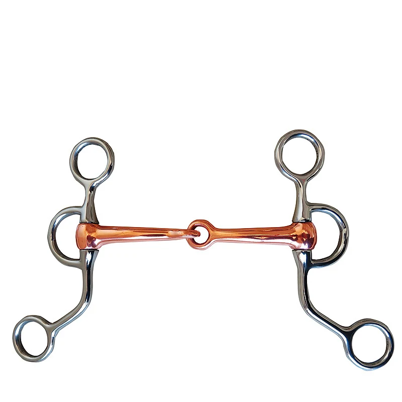 Loose Ring Snaffle Horse Bit Myler Style Curved mouth, Copper Ring Rollers and Copper Inlays | HORSE BITS