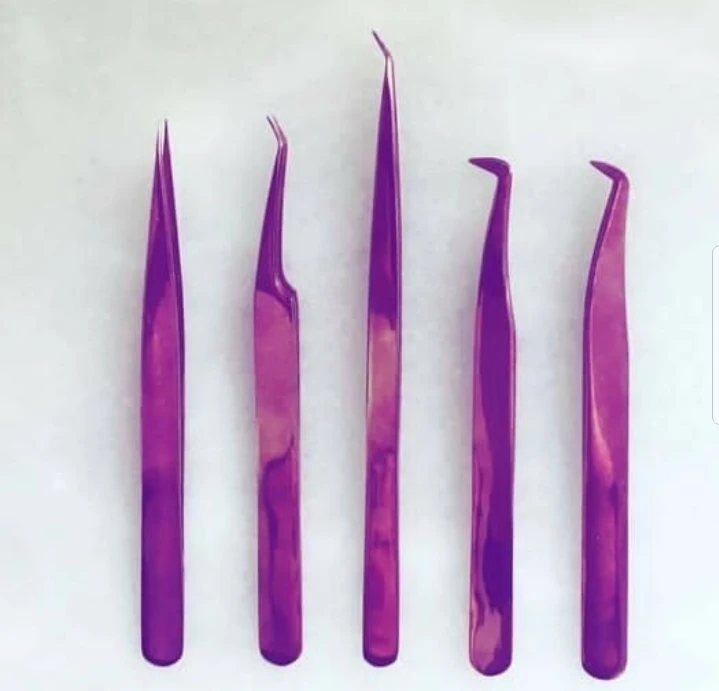 Новый пинцет для ресниц с фиолетовыми блестками на 45 градусов/получить объем