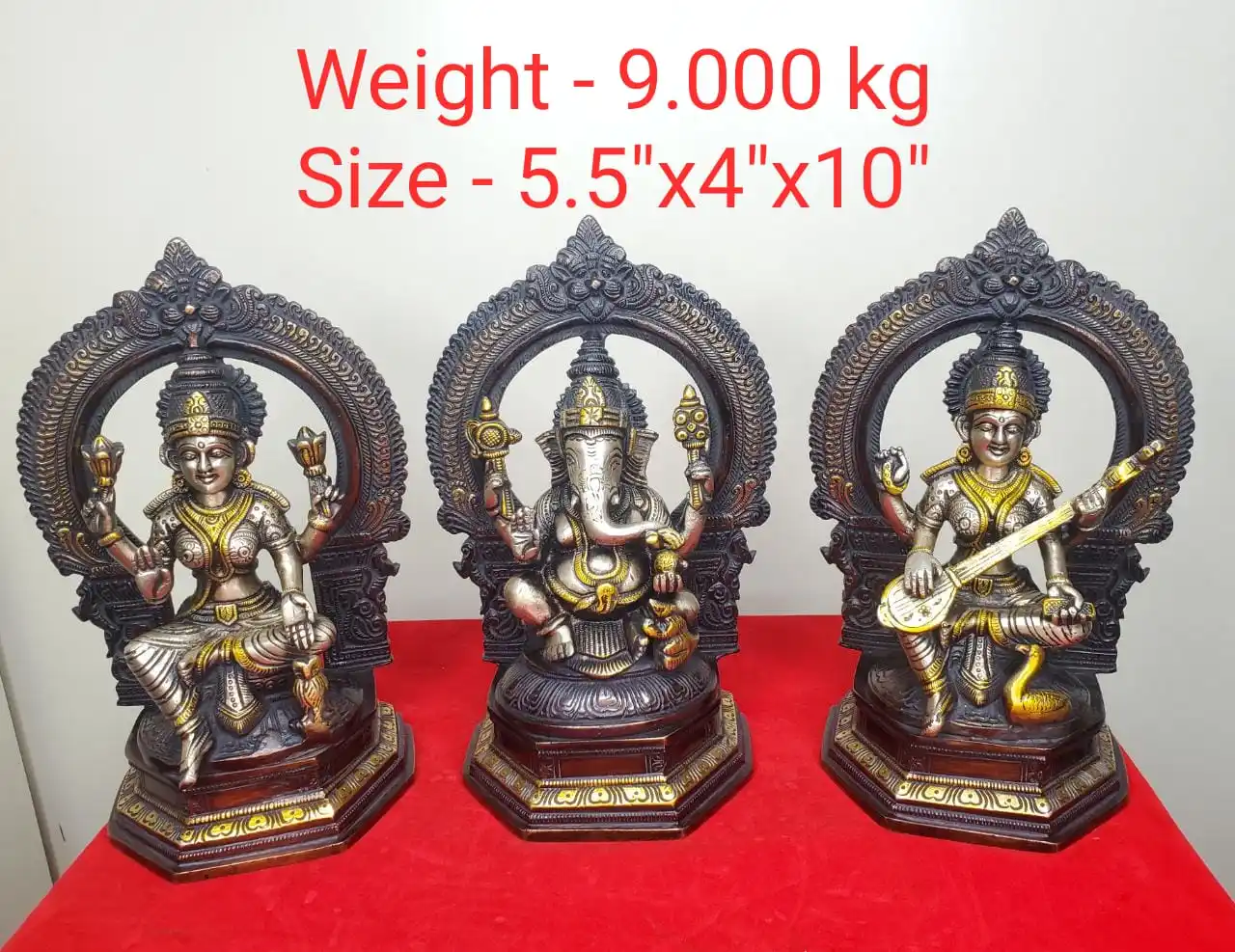 Ganesha idol with stone work brass