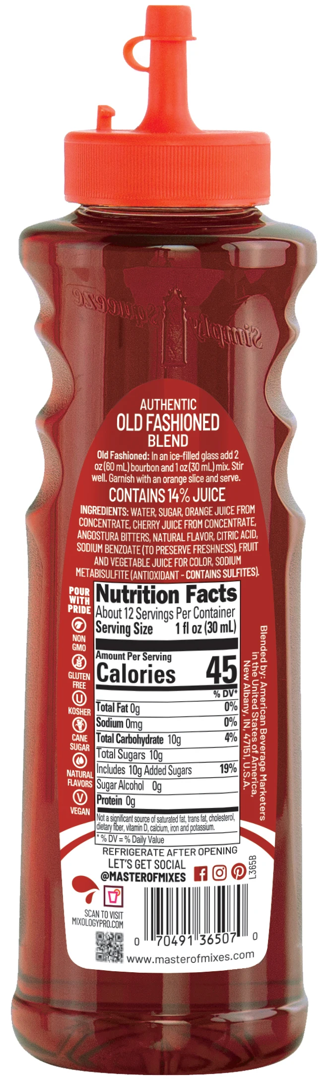 
Cocktail Essentials Old Fashioned - 375 ml Ready-To-Use Non-Alcoholic Cocktail Ingredient 