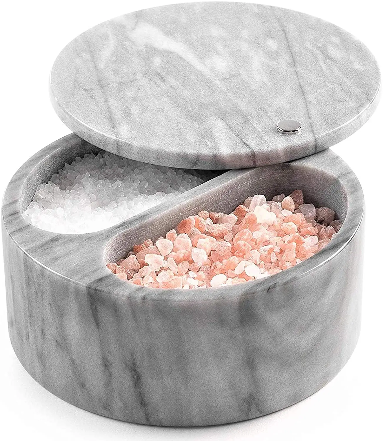Marble Salt Box Herb & Spice Tools Spice & Pepper Shakers Dual Compartment Elegant Home Kitchen Restaurant Square All-season