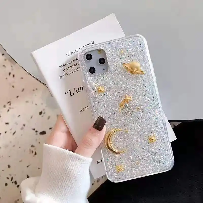 
New 3D Bling Universe Glitter with Space Sparkle Flexible Soft PC+TPU Phone Case for iPhone 11 