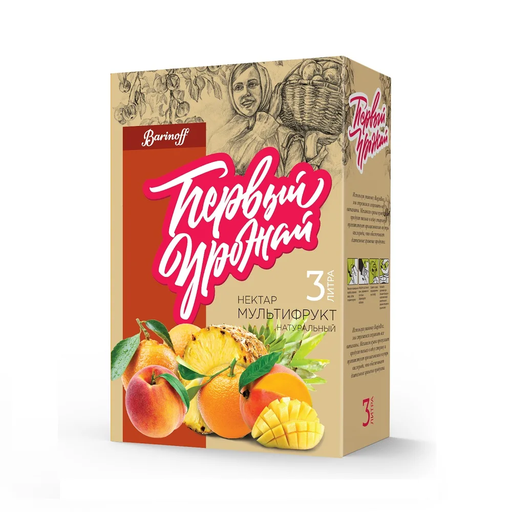 Высококачественный многофруктовый сок с целлюлозной 3 литра в коробке, фруктовые напитки