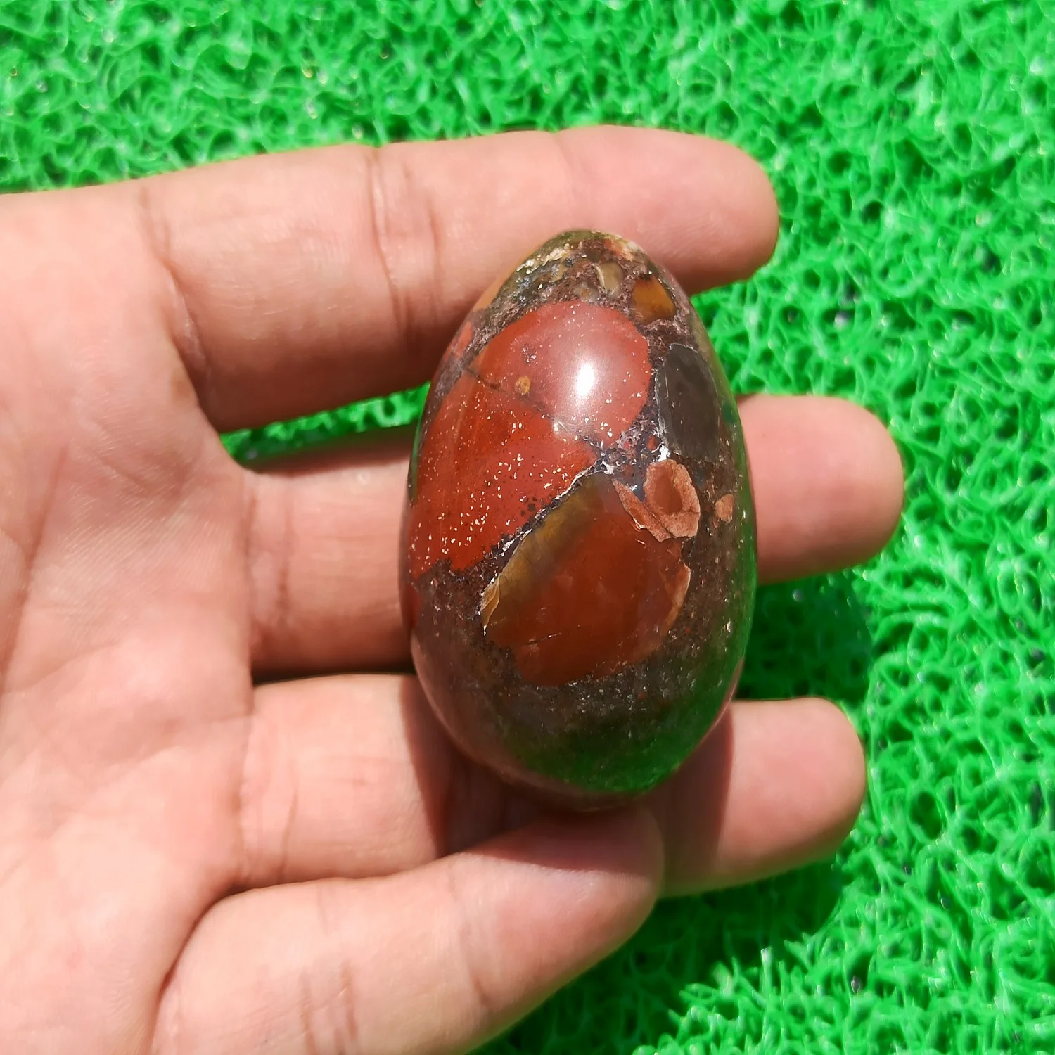 Crystal Wholesale Gemstones Jasper Conglomerate Pudding Stone Egg Natural Top Selling Red Love Wedding Decoration & Gift 1 Color