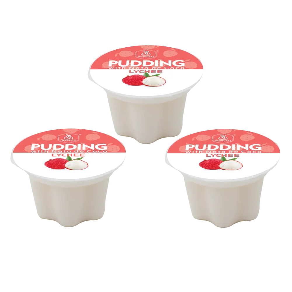 Премиум качество Малайзия OEM/ODM молочный фруктовый пудинг с вкусом Nata de Coco личи 3 чашки x 80 г