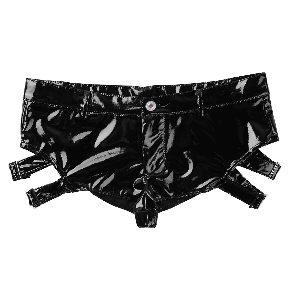 
Black Womens Shiny Leather Short Pants Hot Low Rise Pole Dance Latex Shorts Clubwear Rave Sexy Panties Zipper Mini Booty Shorts 
