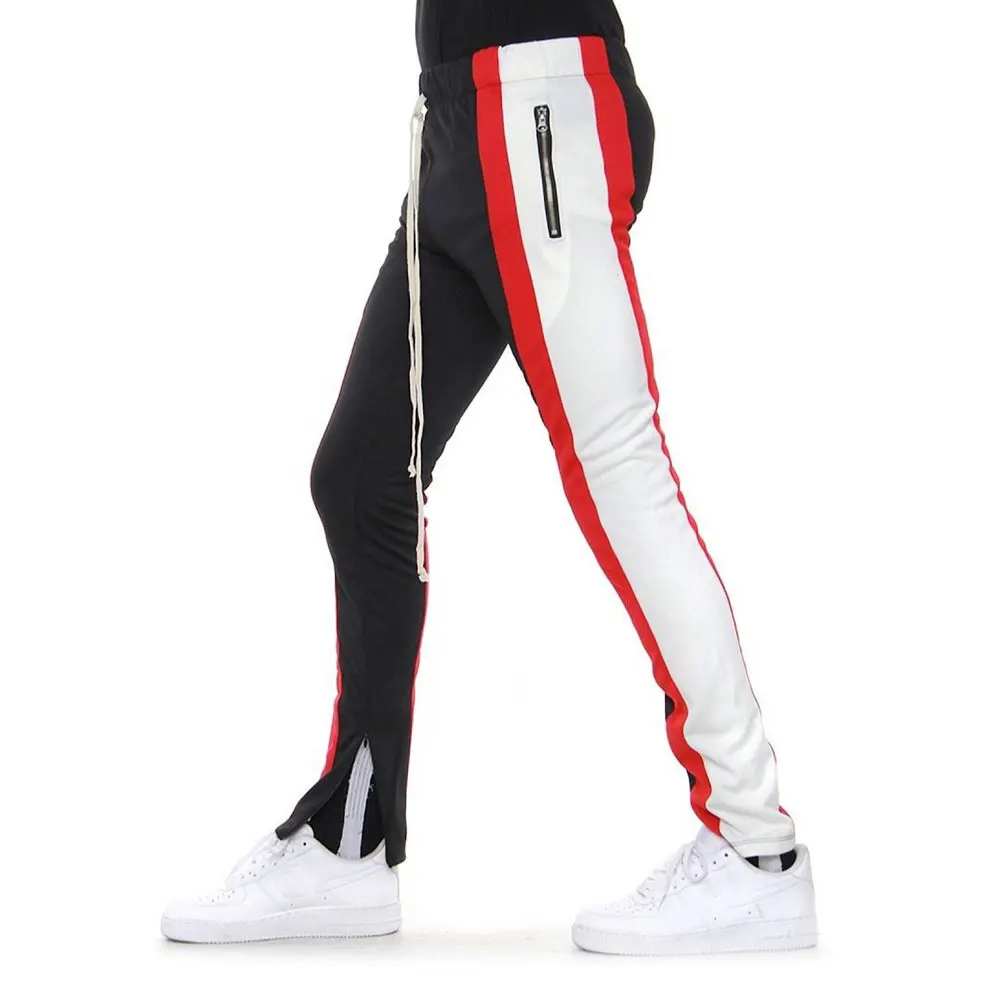 
Gym Sports Workout Premium Solid Low Moq Quick Dry Zipper Leg Opening Nylon Track Pants Men 