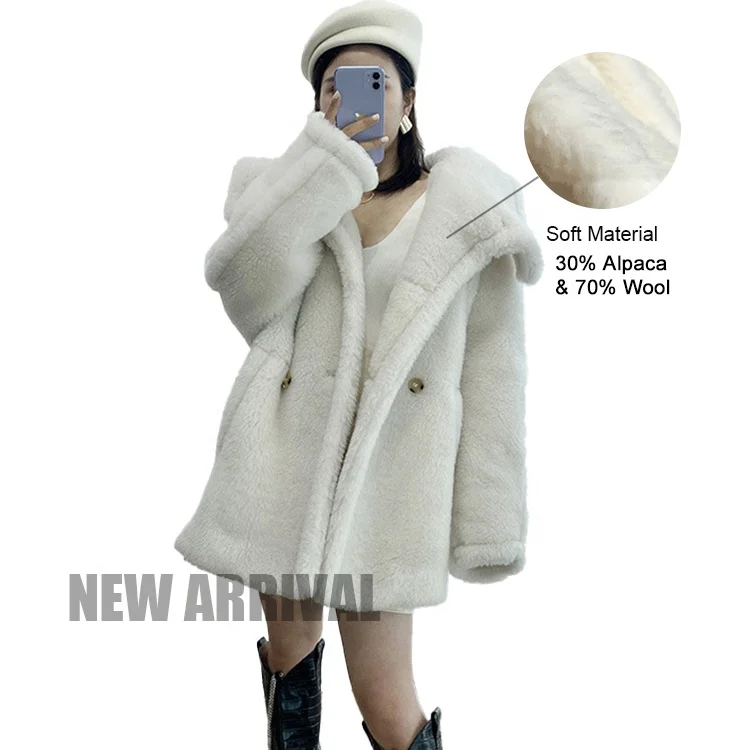 Winter Thick Teddy Fur Coats Korea Women Turn Down Collar Sheep Shearling Teddy Wool Coat