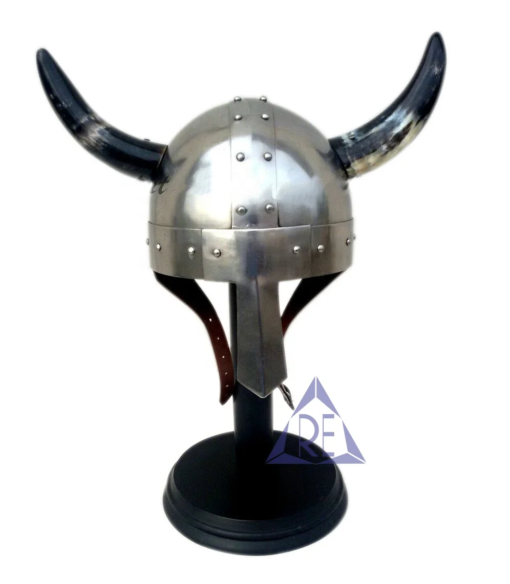 Medieval Armor Viking Horn Helmet Leather Liner Wearable Greek Helmet Costume Early medieval helmet used by Vikings and Normans