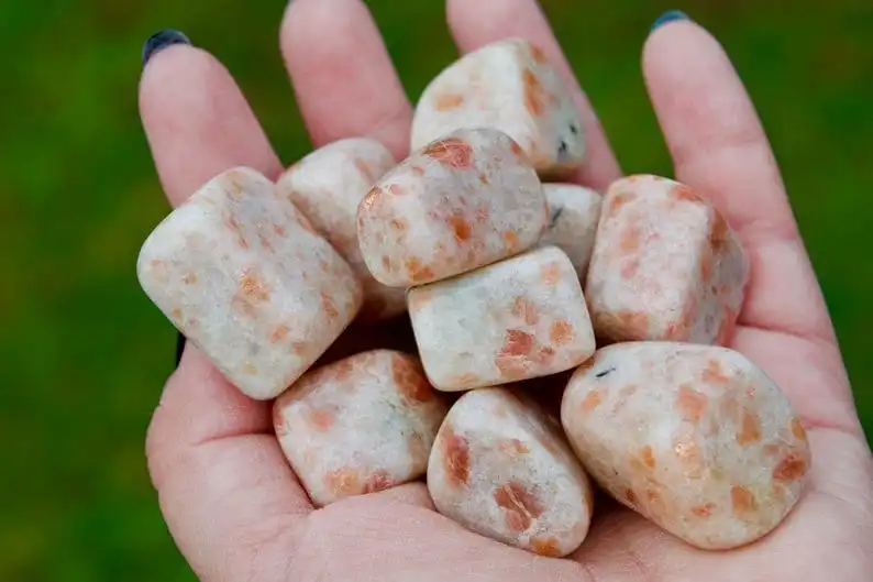 BEAUTIFUL CRYSTAL SUNSTONE TUMBLED STONES/ NATURAL POLISHED SUNSTONE AGATE TUMBLES /TOP QUALITY ORANGE SUNSTONE TUMBLE STONES